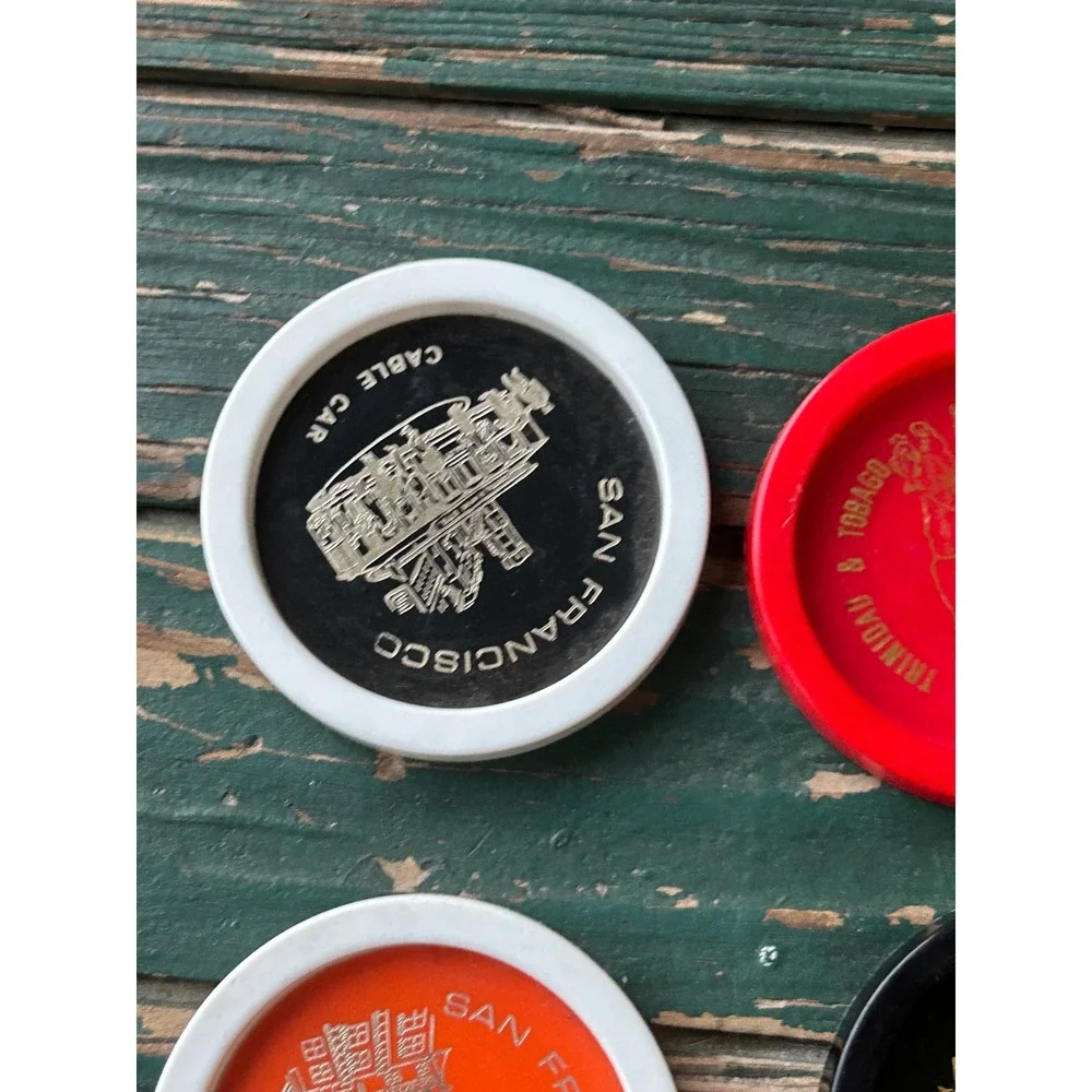 Vtg Travel Souvenir Coasters San Francisco Trinidad & Tobago Set of 4 Plastic